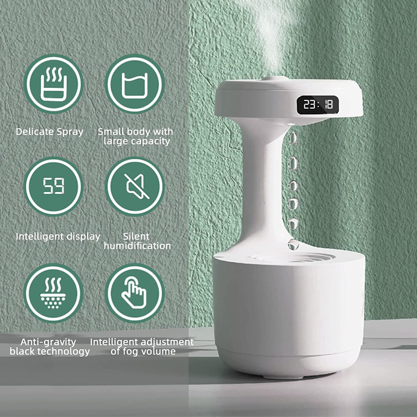 Smooth Sailing 800ml Anti Gravity Air Humidifier Water Droplet Aroma Diffuser