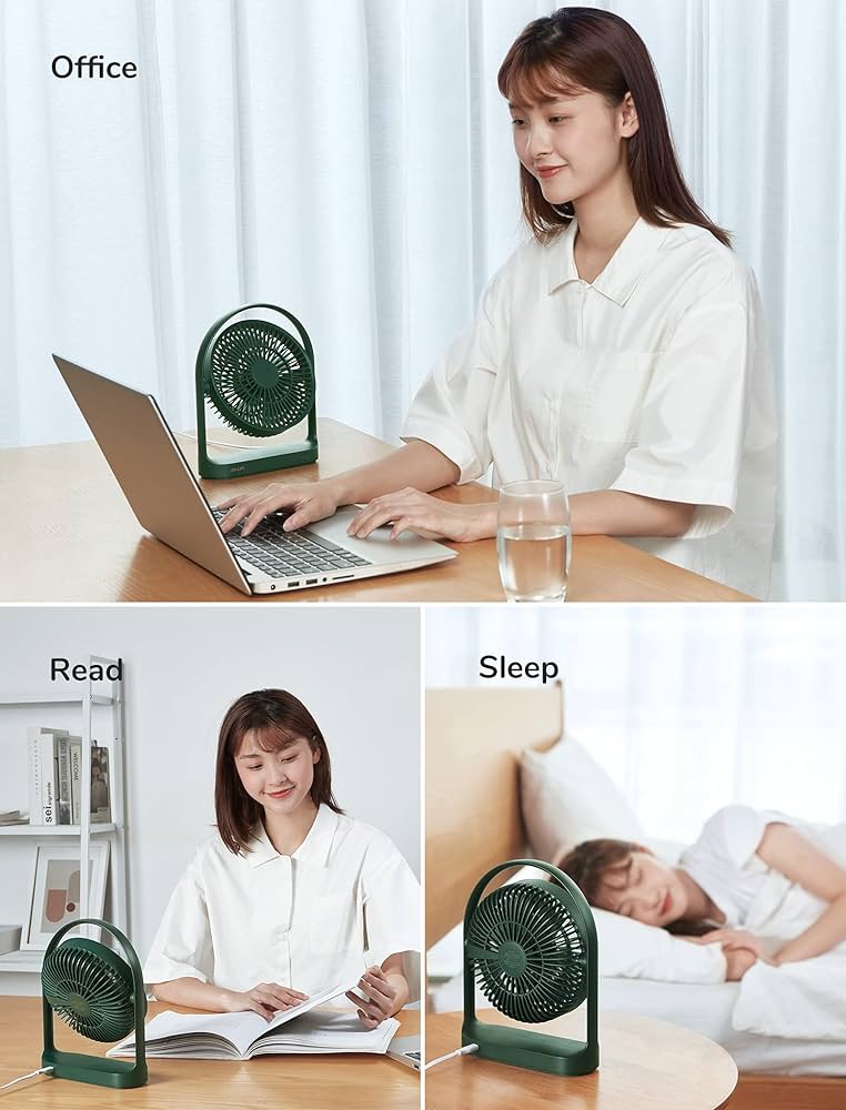JISULIFE FA19 FA19A USB Portable Rechargeable Fan 4000mAH Battery with Type C Charging Port