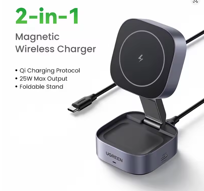 UGREEN 2-in-1 Qi2 Magnetic Foldable 25W Fast Charging