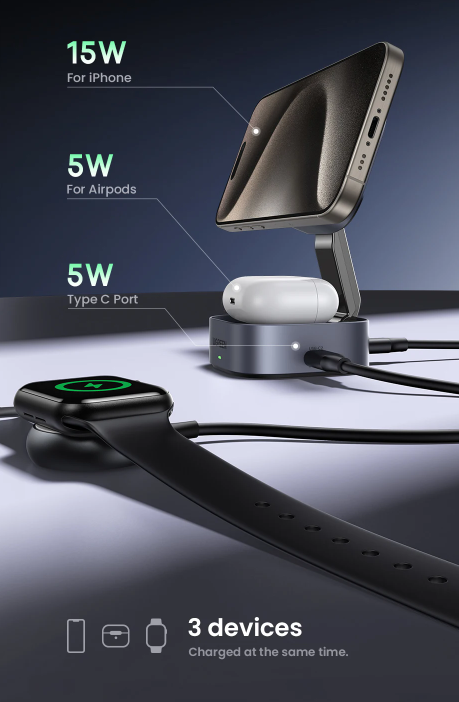UGREEN 2-in-1 Qi2 Magnetic Foldable 25W Fast Charging