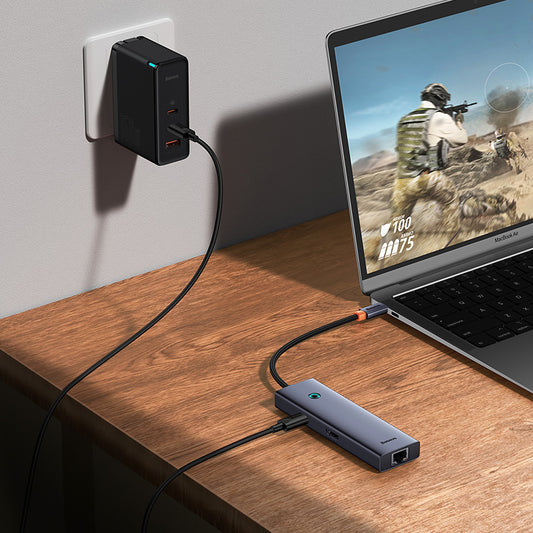 Baseus Type-C UltraJoy Series Hub 6 Port Multi-Functional Hub HDMI4K 30@Hz Rj45 USB 3.0 3X PD