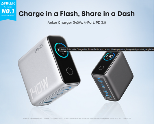 Anker Laptop Charger 140W 4-Port PD 3.1 with Touch Control USB-C Cable (B2697)
